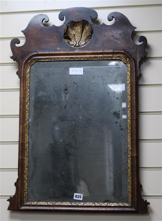 An early 18th century wall mirror, H.75cm